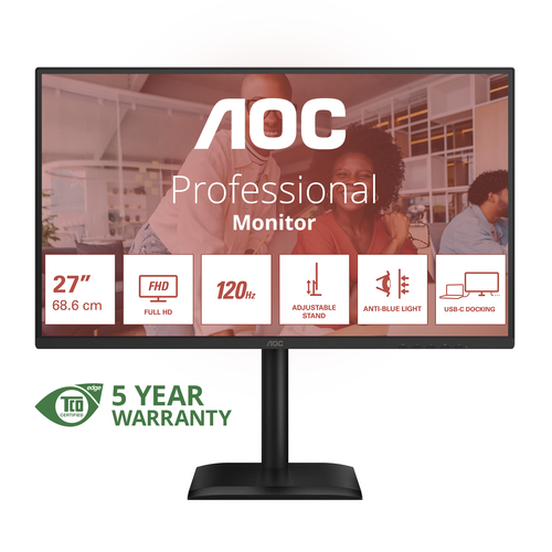 AOC 27 LED IPS FHD 16:9 4 MS 300 CDM 120hz, PIVOT, USB-C, DP/HDMI, MULTIMEDIALE