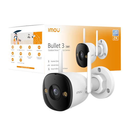 IMOU BULLET 3 MP 2K TELECAMERA ESTERNA FULL COLOR, WI-FI 6, SIRENA, FARETTO E IP67. RILEVA MOVIMENTO