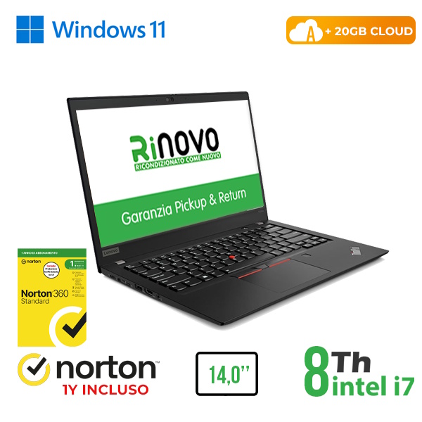 RINOVO NB LENOVO REFURBISHED Think Pad T480s i7-8X00 DDR 4 16 GB SSD 256 GB 14.0" W11P No Dvd Grade A 1 - NOTEBOOK Ricondizionato / RICONDIZIONATI