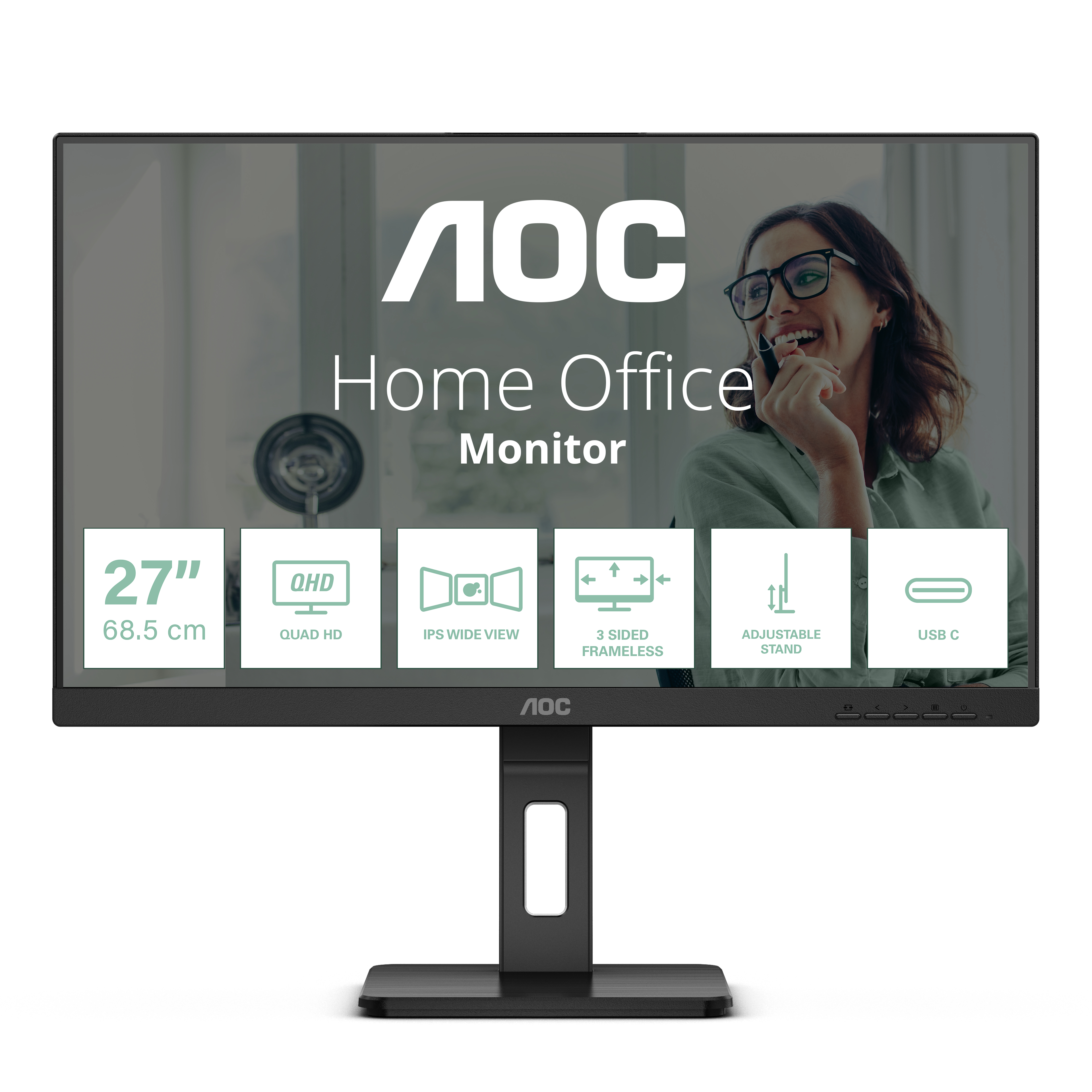 AOC 27 LED IPS QHD 16:9 4 MS 350 CDM, USB-C, PIVOT, DP/2 HDMI, MULTIMEDIALE