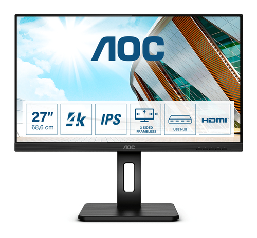 AOC 27 LED IPS 4K UHD 16:9 350 CDM, USB-C, DP/HDMI, PIVOT, MULTIMEDIALE