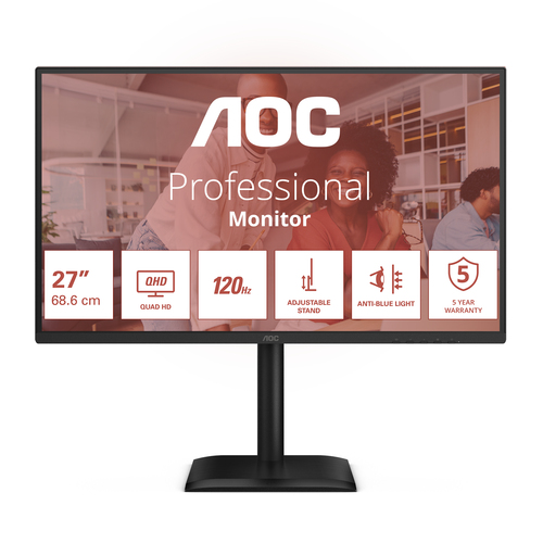 AOC 27 LED IPS QHD 16:9 4 MS 120hz 350 CDM, PIVOT, DP/HDMI, USB-C, MULTIMEDIALE