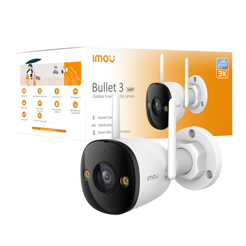 IMOU BULLET 3 3K TELECAMERA ESTERNA 5 MP FULL COLOR CON WI-FI 6, SIRENA, FARETTO E RESISTENZA ,IP67