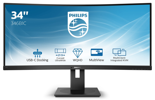 PHILIPS CURVO 34 VA 21:9 WQHD 5 MS 300 CDM, DP/HDMI, USB-C, ALTEZZA, MULTIMEDIALE