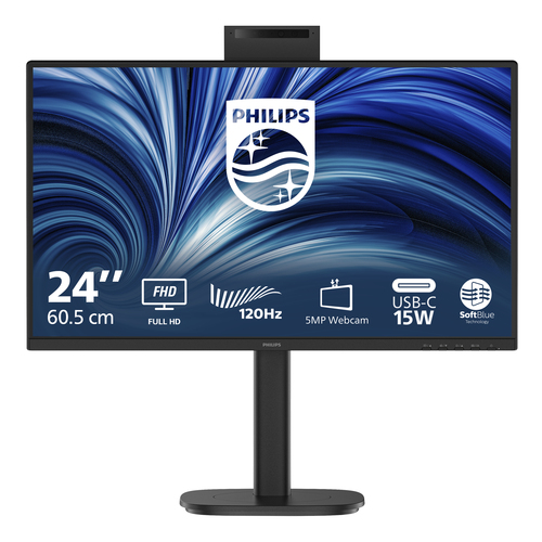 PHILIPS 23,8 LED IPS FHD 16:9 4 MS 300 CDM 120hz, PIVOT, WEBCAM, USB-C, VGA/DP/HDMI, MULTIMED