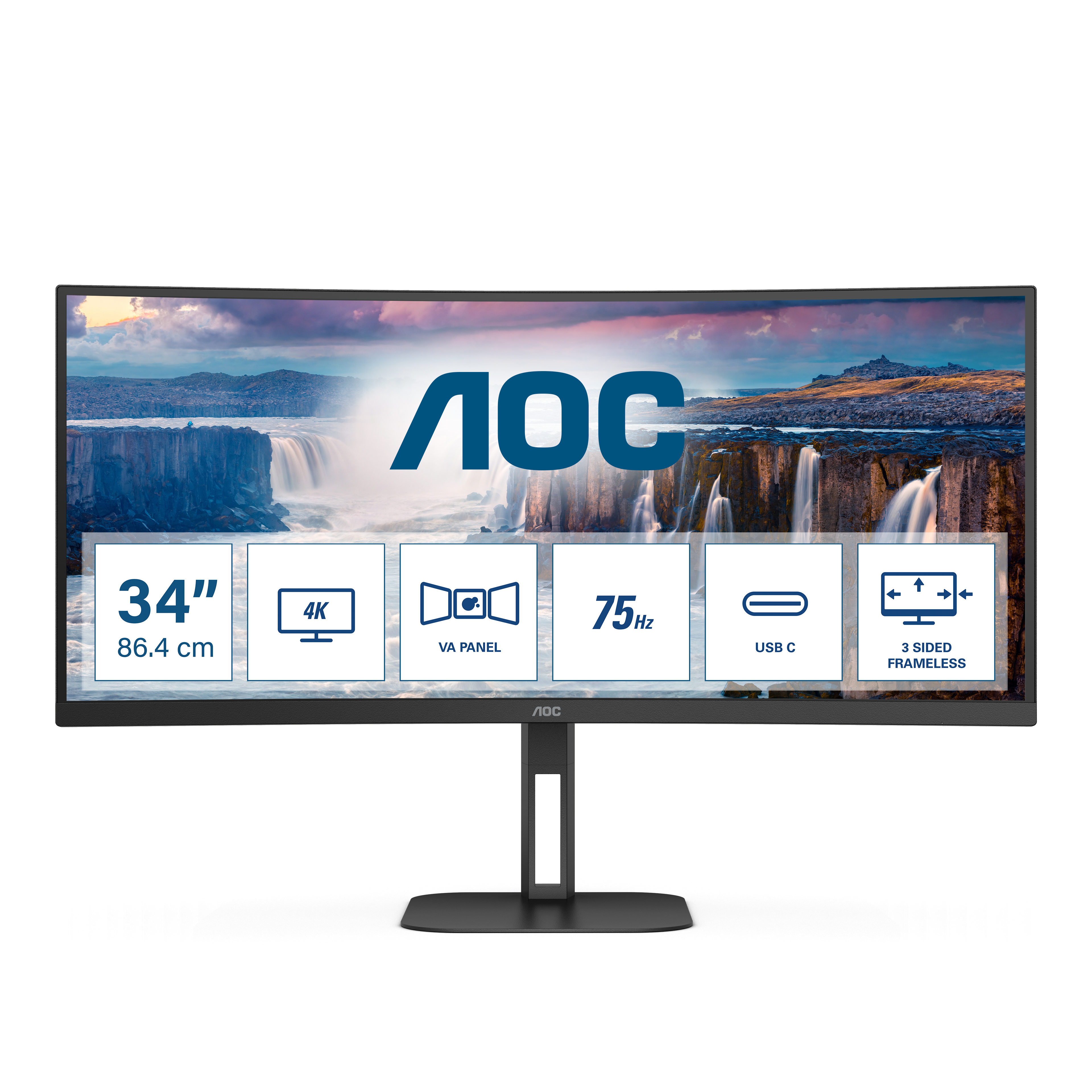 AOC CURVO 34 LED VA WQHD 21:9 4 MS 300 CDM, REG ALTEZZA, USB-C DOCK, DP/HDMI, MULTIMEDIALE