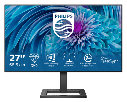 PHILIPS 27" LED IPS QHD 16:9 1 MS 75 HZ, 350 CDM, DP/HDMI, REG ALTEZZA, MULTIMEDIALE