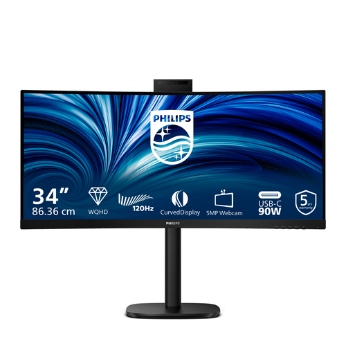 PHILIPS CURVO 34 LED VA WQHD 21:9 4 MS 300 CDM, REG ALTEZZA, WEBCAM, DP/HDMI, MULTIMEDIALE