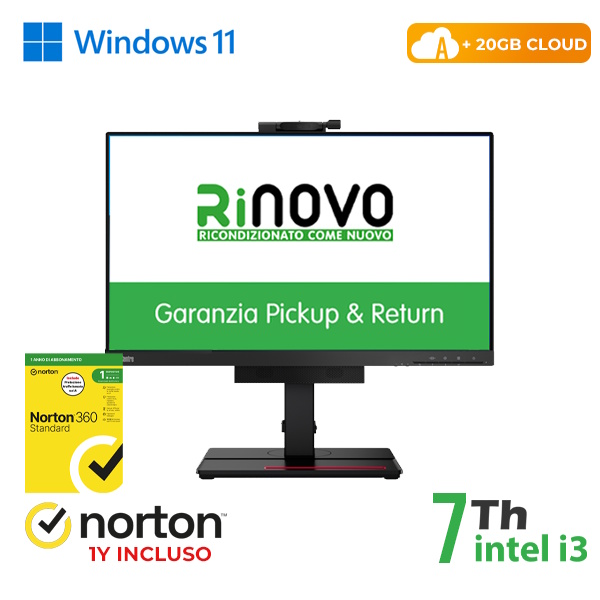 RINOVO PC AIO REFURBISHED PC Tiny In One LENOVO Think Centre M710q TIO 22" i3-7X00 8 GB 256 SSD W11P CL - PC Ricondizionato / RICONDIZIONATI