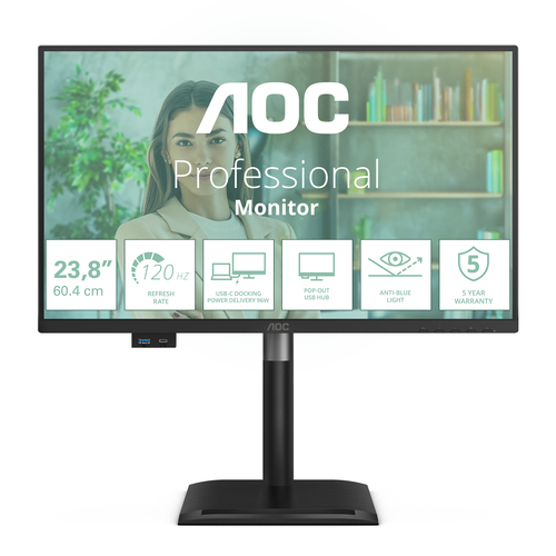 AOC 23,8 LED IPS FHD 16:9 120Hz, REG ALTEZZA, USB-C
