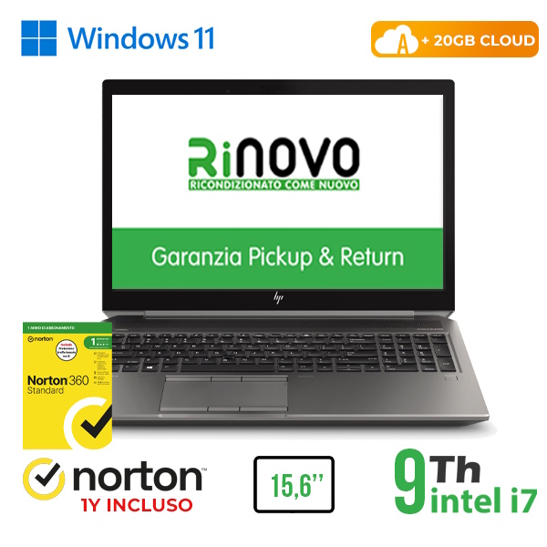 RINOVO NB REFURBISHED HP Mobile WKS ZBook 15 G6 i7-9850H DDR 4 16 GB SSD 1 TB 15.6" NVIDIA QUADRO T2000 - NOTEBOOK Ricondizionato / RICONDIZIONATI