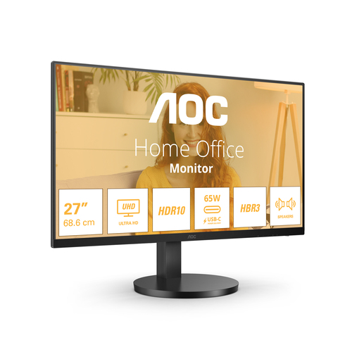 AOC 27 LED IPS 4K UHD 16:9 4 MS 350 CDM, REG ALTEZZA, USB-C DOCK, HDMI, MULTIMEDIALE