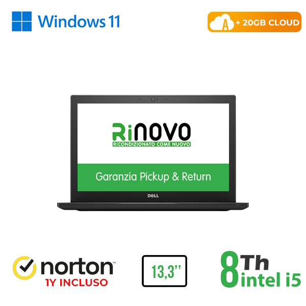 RINOVO NB DELL REFURBISHED Latitude E7390 i5-8X00U DDR 4 16 GB SSD 480 GB 13.3" W11P No Dvd Grade A 1Y - NOTEBOOK Ricondizionato / RICONDIZIONATI