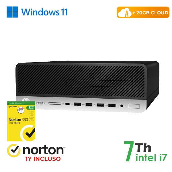 RINOVO PC HP REFURBISHED 600-800 G3 SFF i7-7X00/DDR 4 16 GB/SSD 128 GB+500 GB HDD/W11P/CLOUD 20 GB/Grade A 1Y Warranty + NORT - PC Ricondizionato / RICONDIZIONATI