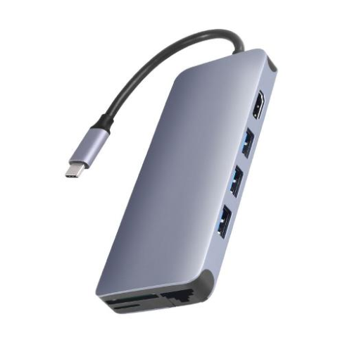 Hub Type C con 3 porte USB 3.0,3 USB 2.0 LAN RJ45, SD, micro SD, PD, jack 3.5mm