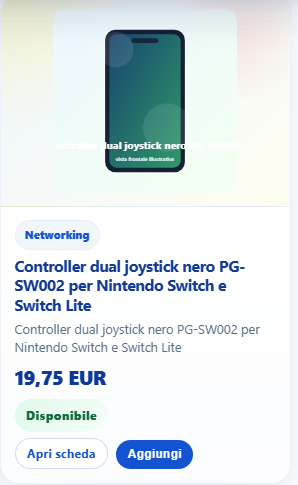 Controller dual joystick nero PG-SW002 per Nintendo Switch e Switch Lite